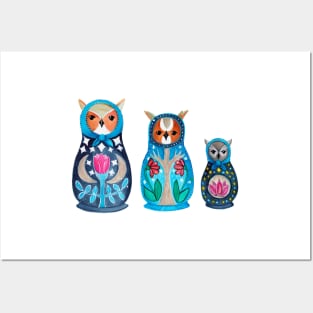 Owl Nesting Dolls - Set 3 Posters and Art